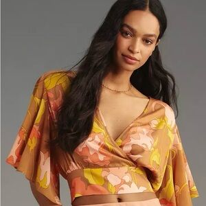 Tiny Anthropologie Olympia Faux-Wrap Top Size XL